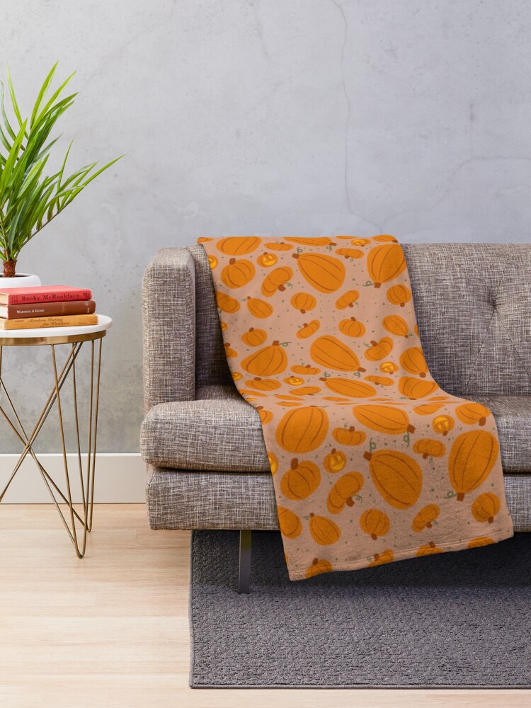 Alternate view of Falling for Autumn-Pumpkin Pattern Throw Blanket