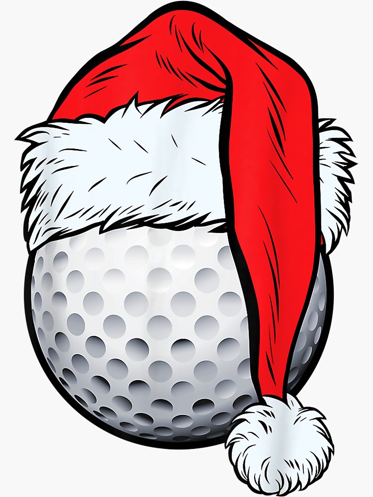 Christmas Golf Ball With Santa Hat Funny Sport X-mas graphic