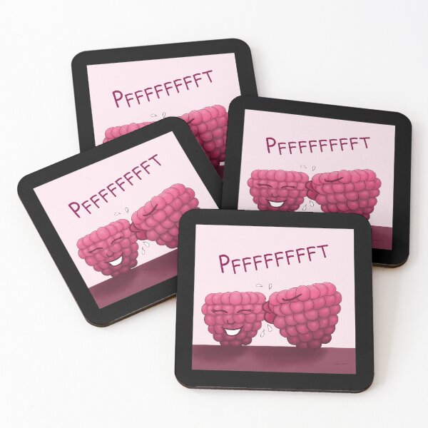 Item preview, Raspberry Kiss, funny cartoon characters with black background designed and sold by Crystal Raymond.