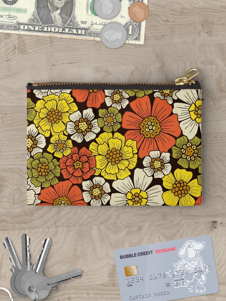 Thumbnail 3 of 4, Zipper Pouch, Retro 1960s 1970s Floral Pattern designed and sold by somecallmebeth.