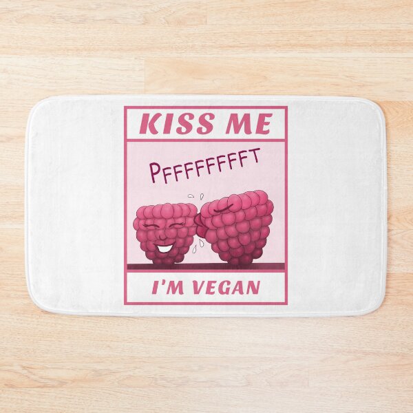 Item preview, Kiss Me I’m Vegan, funny cartoon with white background designed and sold by Crystal Raymond.