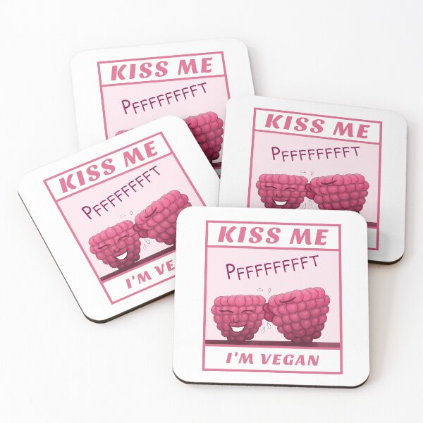 Item preview, Kiss Me I’m Vegan, funny cartoon with white background designed and sold by Crystal Raymond.