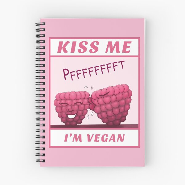 Item preview, Kiss Me I’m Vegan, funny cartoon with pink background designed and sold by Crystal Raymond.