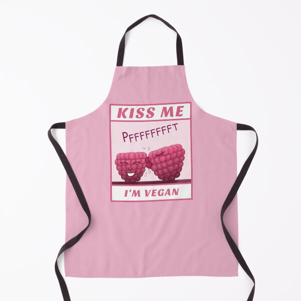 Item preview, Kiss Me I’m Vegan, funny cartoon with pink background designed and sold by Crystal Raymond.