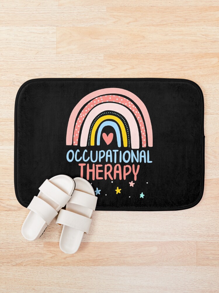 Disover OT Month Cute Rainbow Heart Occupational Therapy Therapist Assistant Bath Mat
