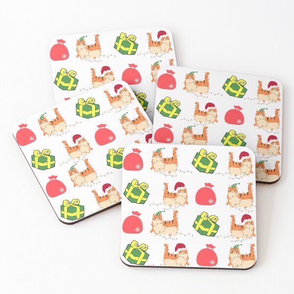 Item preview, Christmas pattern, naughty grumpy kawaii cat designed and sold by SpicyCherrys.