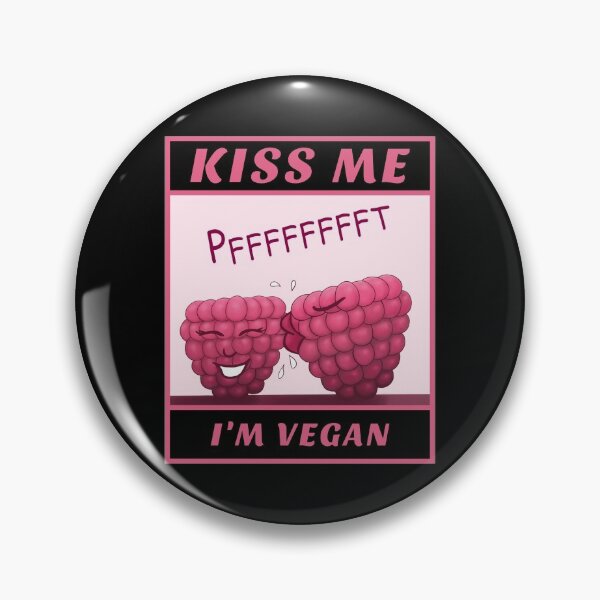 Item preview, Kiss Me I’m Vegan, funny cartoon with black background designed and sold by Crystal Raymond.