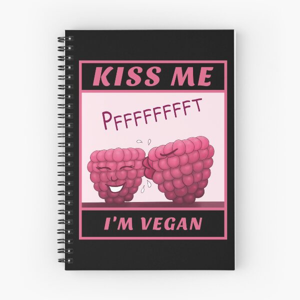 Item preview, Kiss Me I’m Vegan, funny cartoon with black background designed and sold by Crystal Raymond.