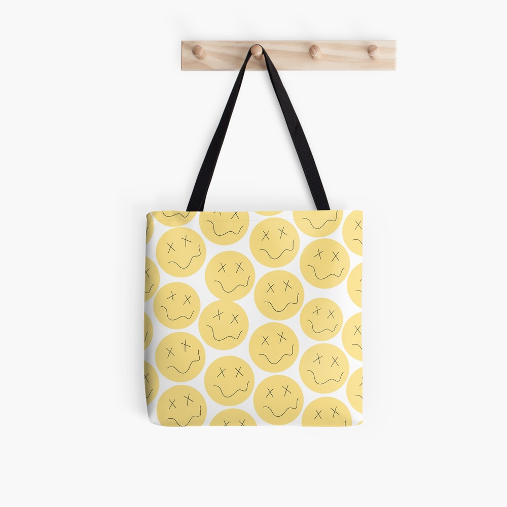 Melted Neon Smiley Print Tote Bag in Pastel