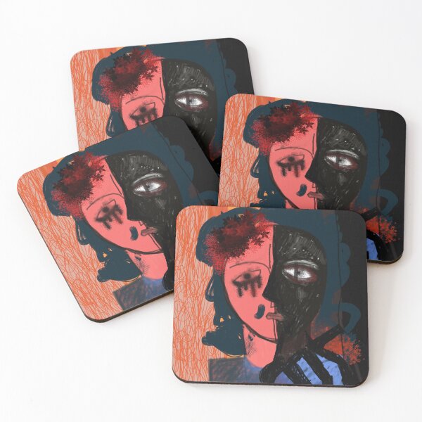 Item preview, lady with the dark and bright side of the face abstract art  designed and sold by KARTICK DUTTA.