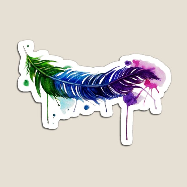 Watercolor Feather Tattoo Magnet
