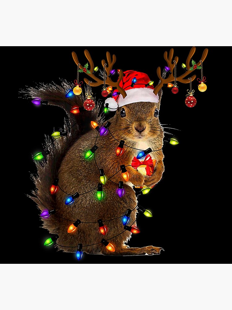 "Funny Squirrel Christmas Reindeer Christmas Lights Pajama" Poster by