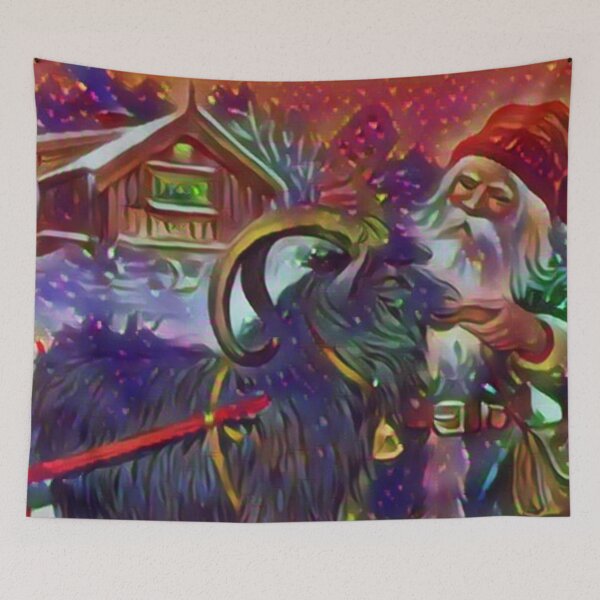 Item preview, Santa feeding yule goat winter Christmas painting designed and sold by Gordon Nelson.