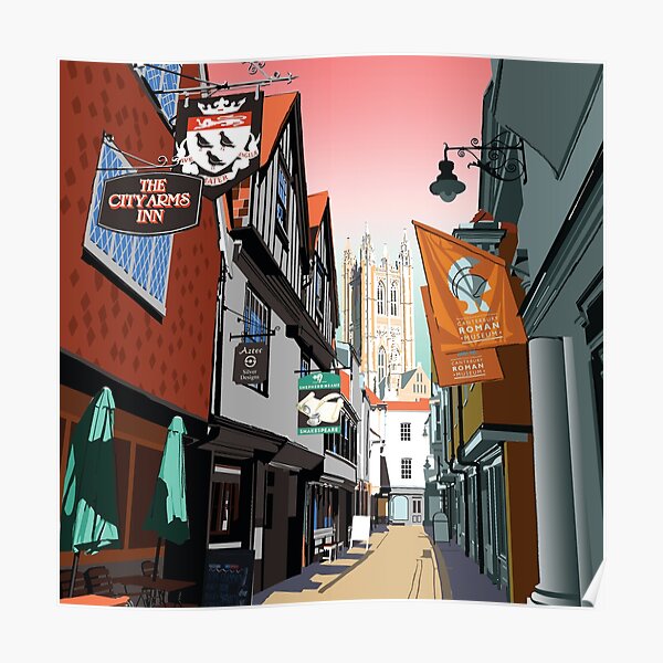 City Arms Butchery Lane Canterbury Cathedral England Kent Uk Poster