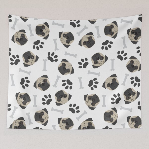Item preview, Pug, paw and bones pattern designed and sold by sigdesign.