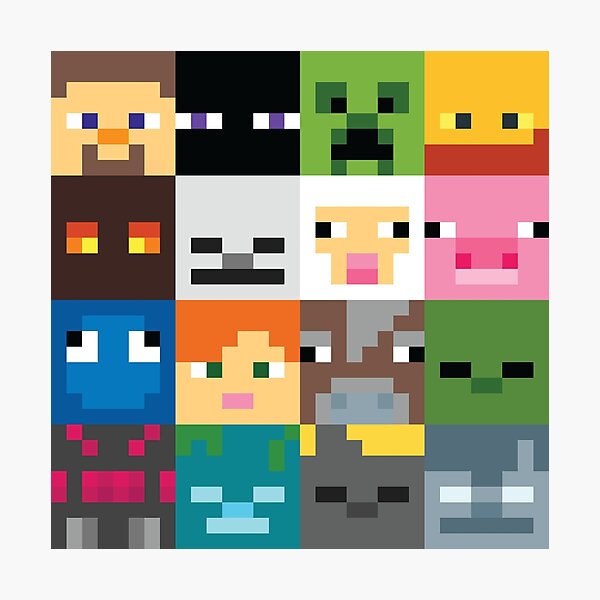 minecraft face photographic print by slvdesign redbubble