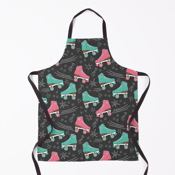 Item preview, Retro 70s roller blades rink nostalgia on black pattern designed and sold by Dana Du.