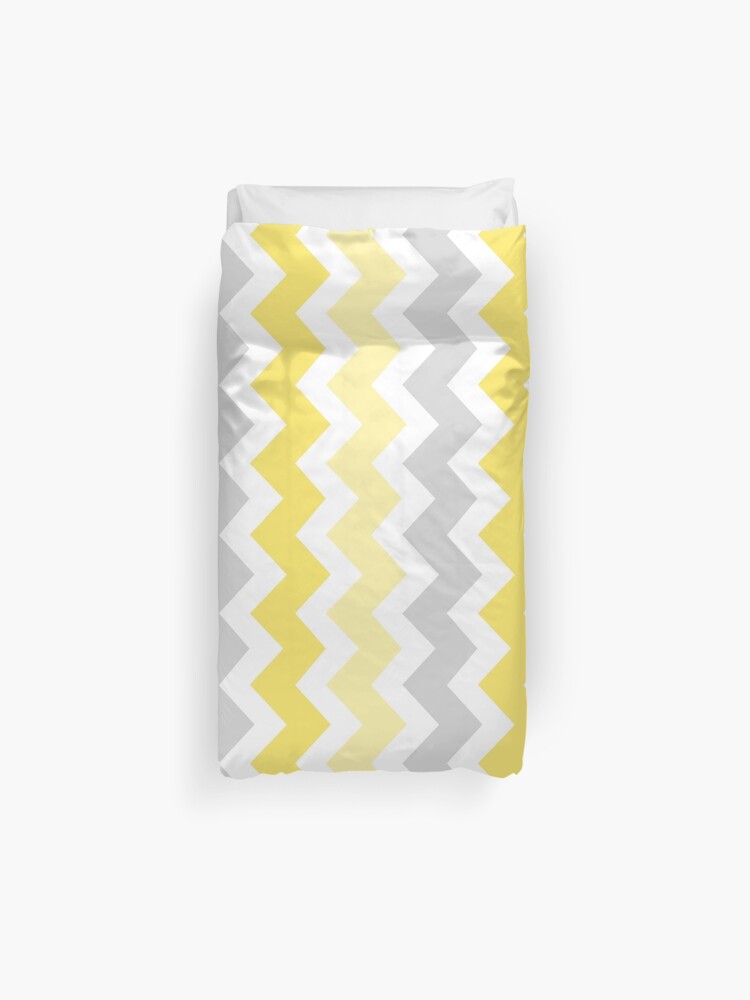 Yellow Grey Chevron Pattern Duvet Cover By Dreamingmind Redbubble