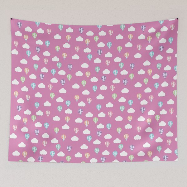 Item preview, Pink Background with Multicoloured Hot Air Balloons designed and sold by shadowbright.