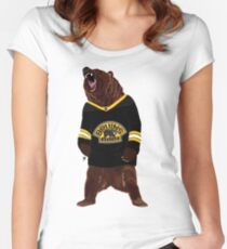 Boston Bruins Bear Women's Fitted Scoop T-Shirt