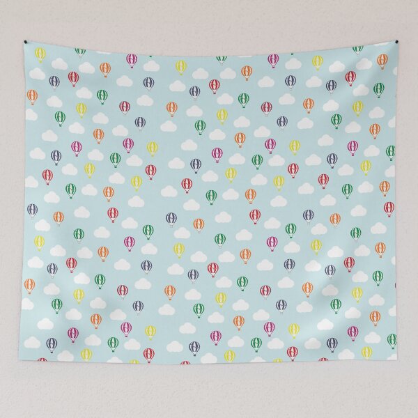 Item preview, Light Blue with Multicoloured Hot Air Balloons designed and sold by shadowbright.
