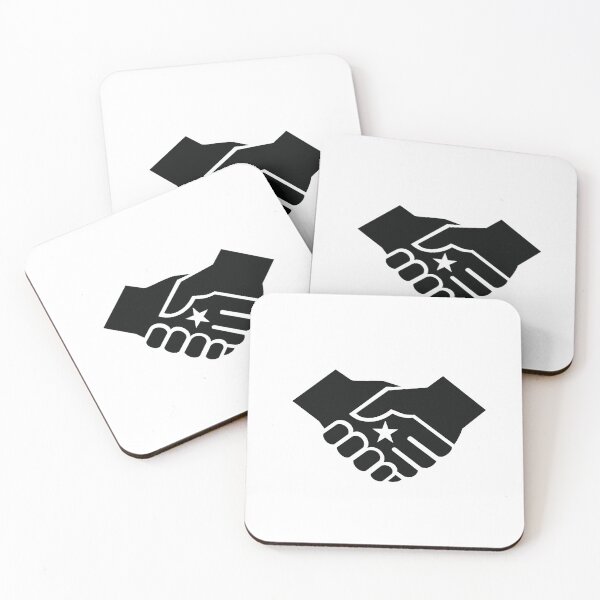 Item preview, Two Hands in Business Handshake with Star in the Center Retro Style Black and White designed and sold by patrimonio.