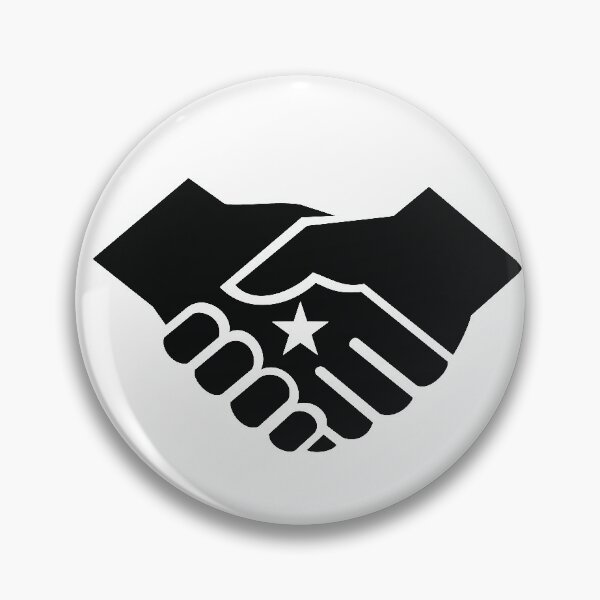 Item preview, Two Hands in Business Handshake with Star in the Center Retro Style Black and White designed and sold by patrimonio.