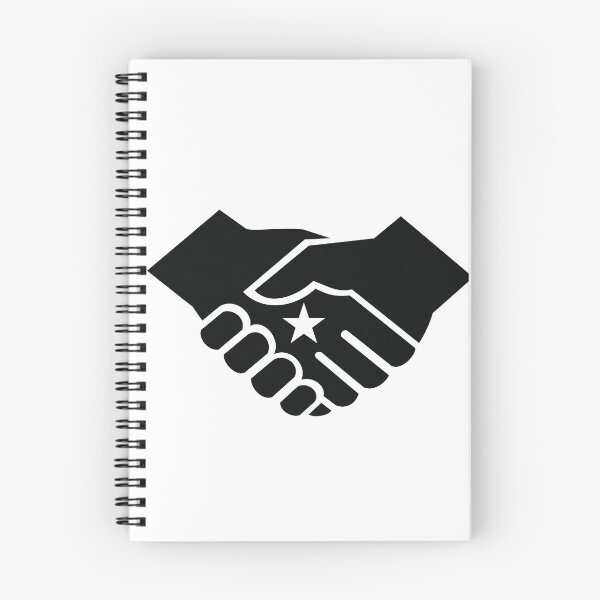 Item preview, Two Hands in Business Handshake with Star in the Center Retro Style Black and White designed and sold by patrimonio.