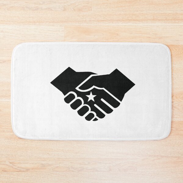 Item preview, Two Hands in Business Handshake with Star in the Center Retro Style Black and White designed and sold by patrimonio.