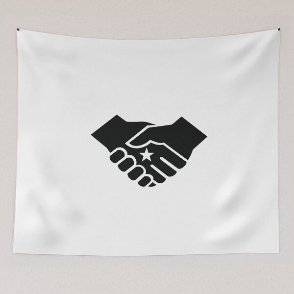 Item preview, Two Hands in Business Handshake with Star in the Center Retro Style Black and White designed and sold by patrimonio.