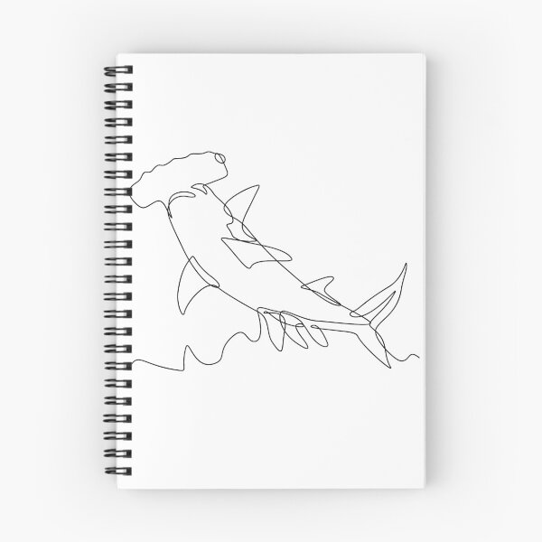 Item preview, Scalloped Hammerhead Shark or Sphyrna Lewini Jumping Continuous Line Drawing Black and White designed and sold by patrimonio.