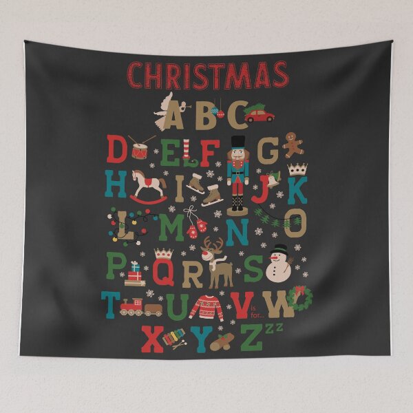 Item preview, Póster de juguetes y letras de madera con el abecedario de Navidad designed and sold by Dana Du.