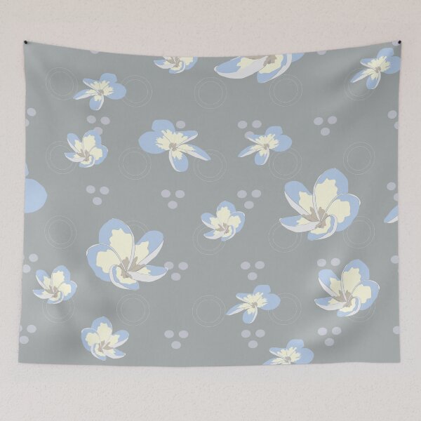 Item preview, cute little floral seamless repeat pattern on grey background designed and sold by Sreepriya Jayesh.