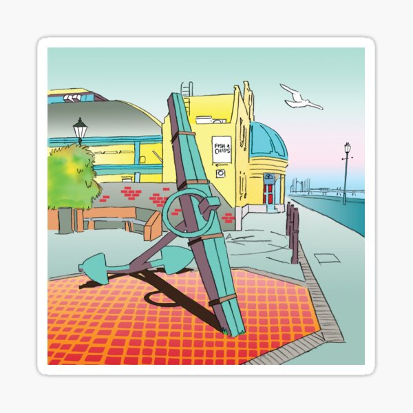 Deal Seafront Town Timeball Tower Anchor, and Cinema Kent, Enland, UK Sticker