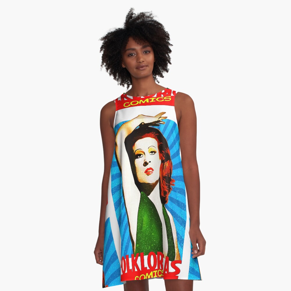 Vista previa del artículo con la obra «Vestido acampanado», diseñado y vendido por LoveCopla.