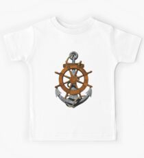 Nautical Ships Wheel And Anchor Kids Tee
