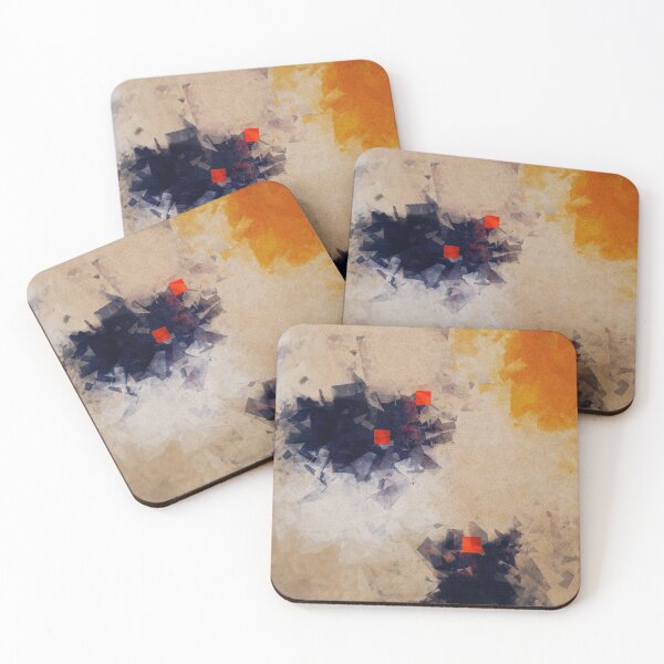 Item preview, Random Cubist Pattern for Cushions and Clothes with orange, red and blue designed and sold by KALEIDOSCOPE UK.