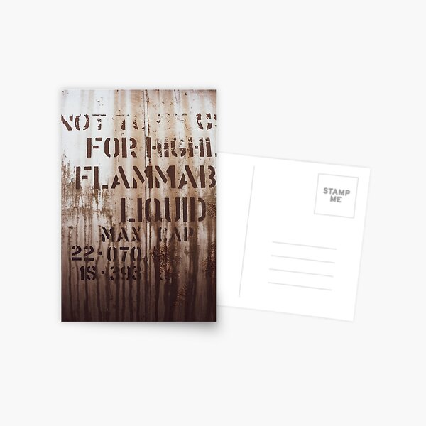 Flammable Liquid Tank Typography (Sepia Version) Postcard