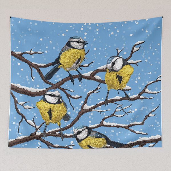 Item preview, Blue tit birds in winter designed and sold by Katerina Mitkova Kirilova.