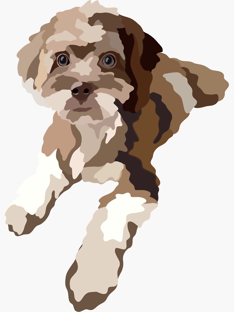 "Cavapoo Dog Portrait Digital Illustration" Sticker for Sale by ...