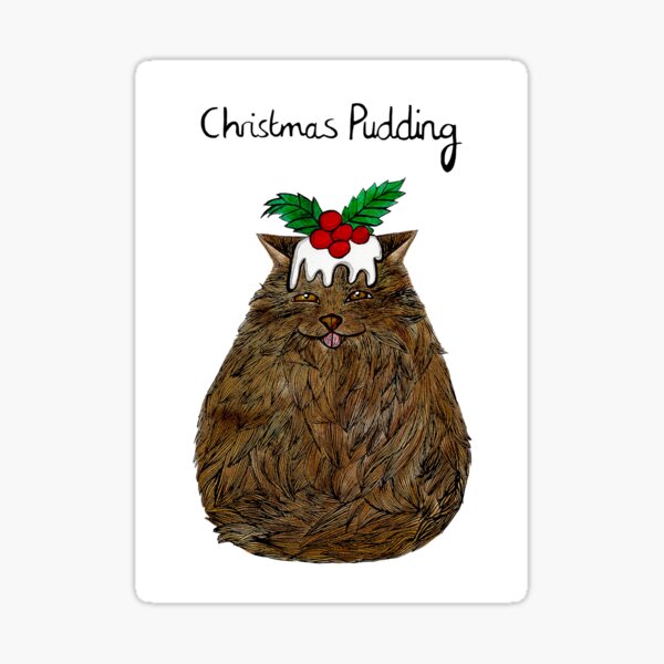 Christmas Pudding Cat Sticker