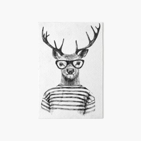 Deer human style Cute Deer with Glasses Art Board Print