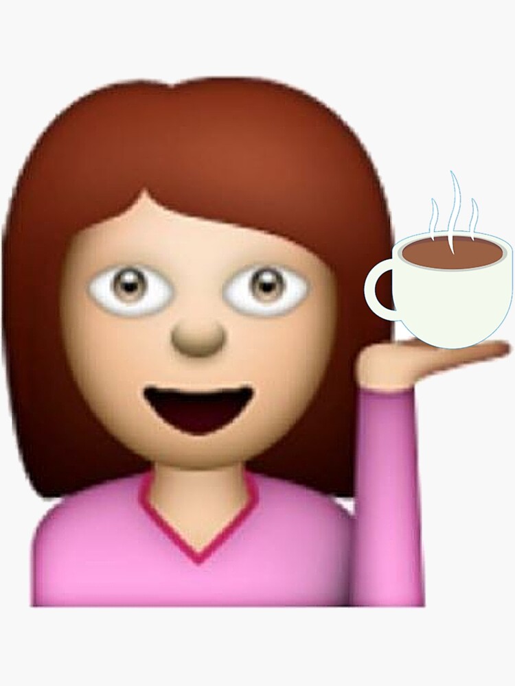 "Hair Flip and Coffee Emoji (Light Skin & Brown Hair)" Sticker by m4rg1