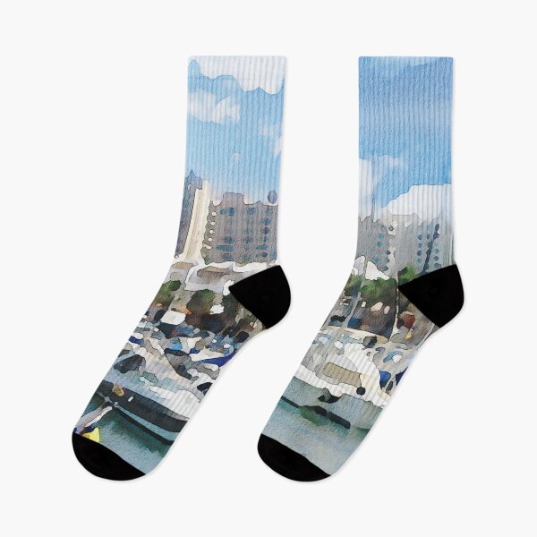 Item preview, Benalmadena harbour, marina, Costa Del Sol,  Spain. Watercolour effect designed and sold by Gerald Waters.
