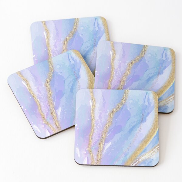 Item preview, Preppy Watercolor Golden Stripes Blue Marble  designed and sold by IamTrending.