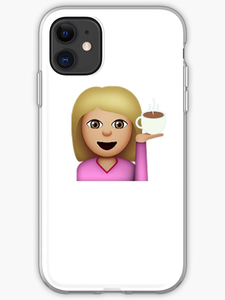 Hair Flip And Coffee Emoji Light Skin Blonde Hair Iphone Case