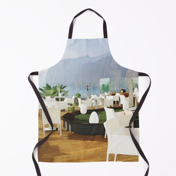 Item preview, Los Gigantes, Tenerife hotel restaurant with cliffs in the background. Watercolour effect designed and sold by Gerald Waters.