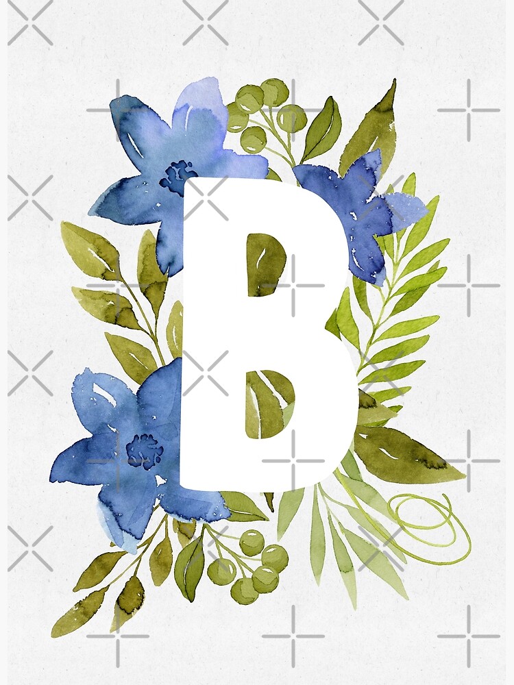 The Letter 'B' Blue Flower Watercolor Monogram | Sticker