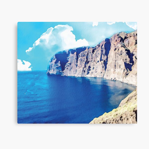 Item preview, Los Gigantes, Tenerife cliffs in the background. Watercolour effect designed and sold by Gerald Waters.