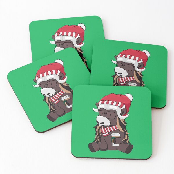 Item preview, Hipster Muskox, musk ox / musk-ox, Christmas muskox with coffee designed and sold by KlaraMacinka.